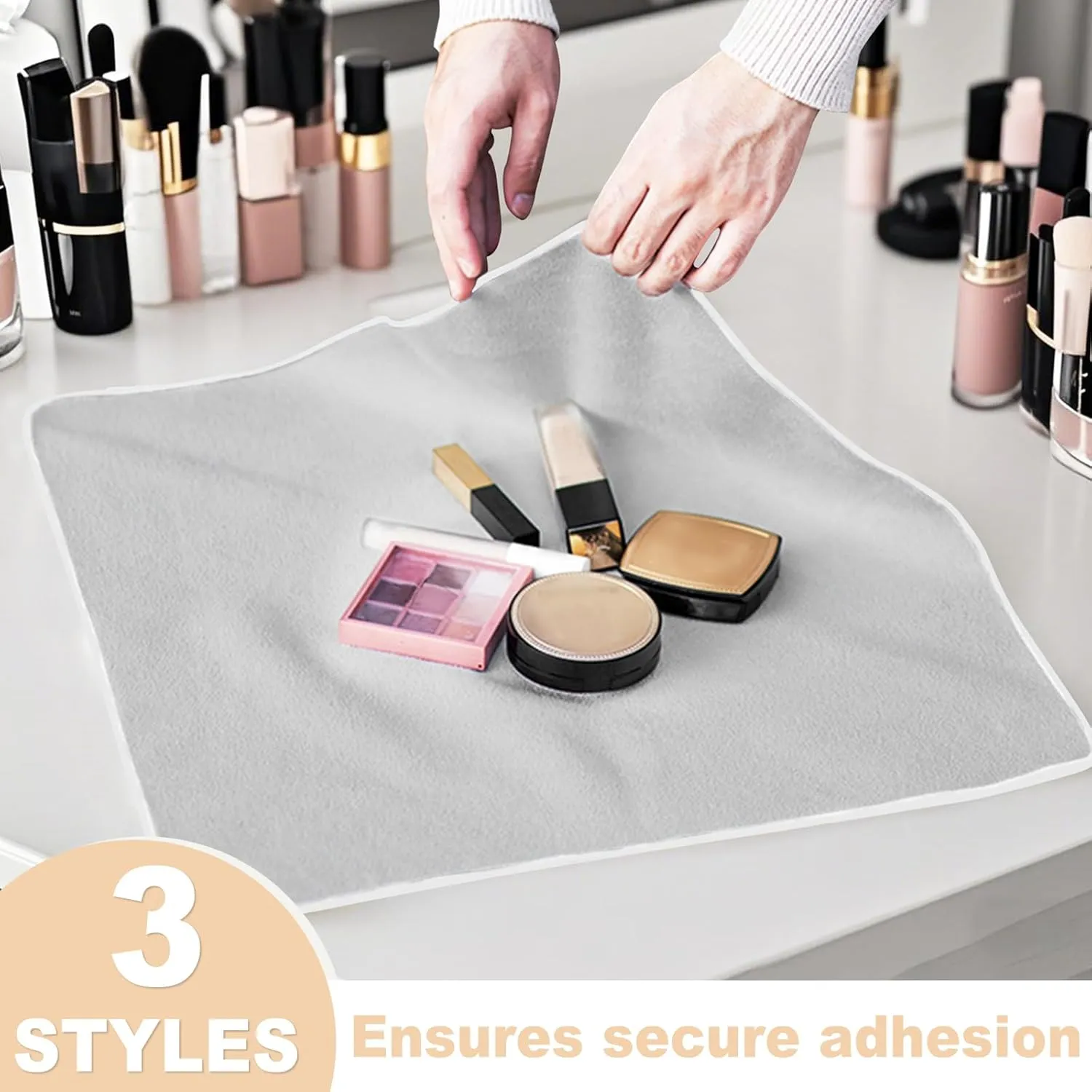 Magic Self-Adhesive Makeup Bag  Portable Folding Cosmetic and Toiletry Organizer, Reusable Travel Pouch for Beauty Essentials, Camera and Laptop Protection, Gift for Women and Girls,pink,13.78inch