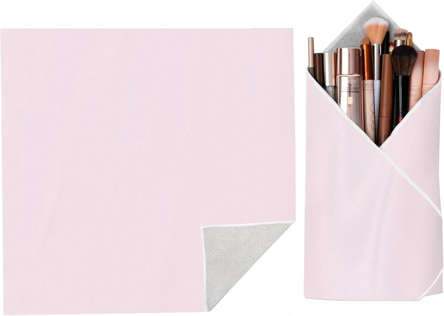 Magic Self-Adhesive Makeup Bag  Portable Folding Cosmetic and Toiletry Organizer, Reusable Travel Pouch for Beauty Essentials, Camera and Laptop Protection, Gift for Women and Girls,pink,13.78inch
