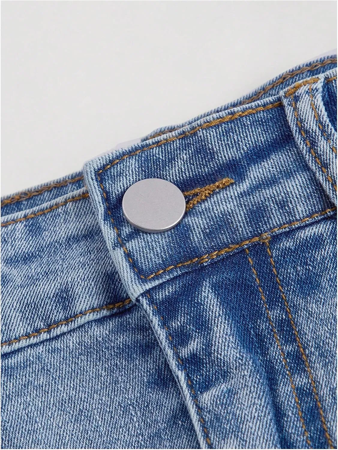MakeMeChic Women's Casual Bodycon Washed Denim Skirt Button Front Zip Fly Mini Skirts with Flap Pocket