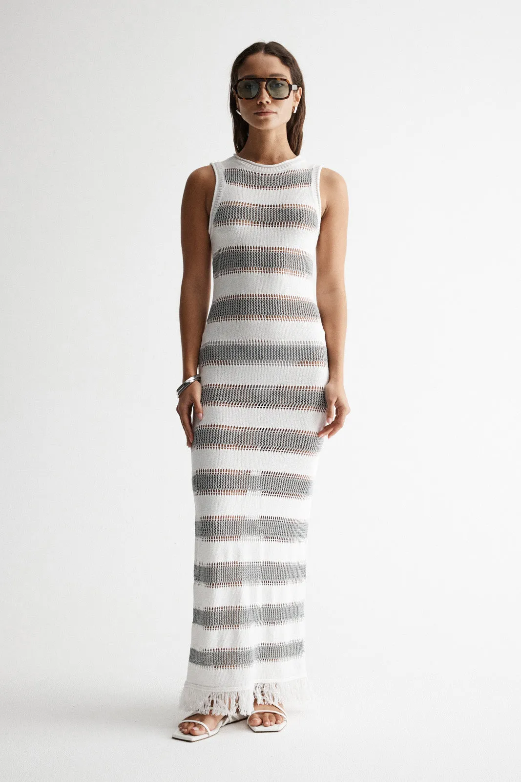 Malibu Crochet Dress Blue Stripe
