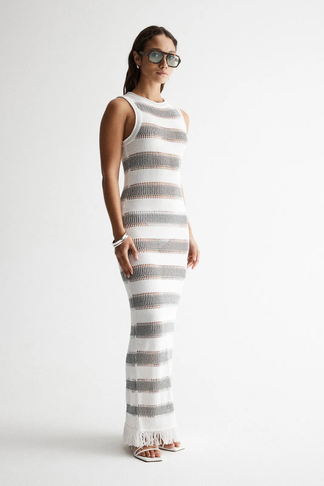 Malibu Crochet Dress Blue Stripe
