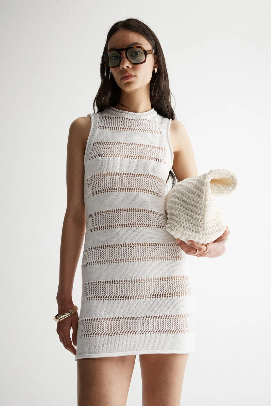 Malibu Crochet Mini Dress White