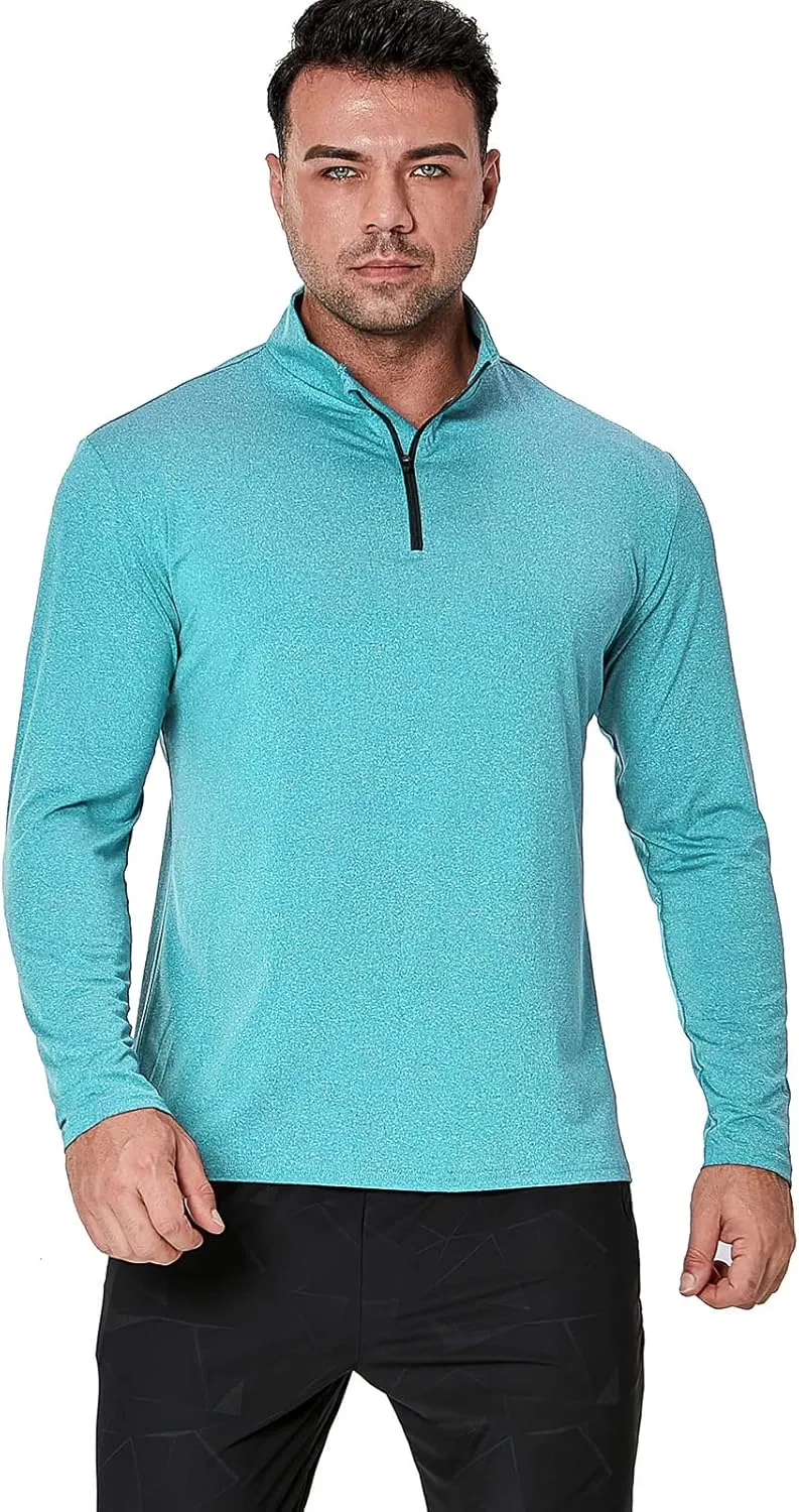 MANSDOUR Men's Quick-Dry Active Sports Shirts Quarter Zip Long Sleeve Running Pullover Tops Outdoor Sweatshirt