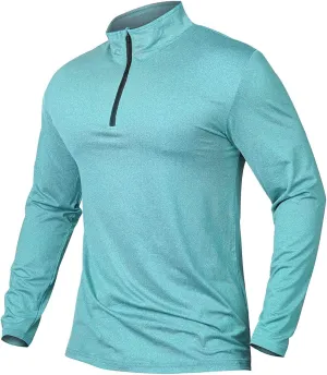 MANSDOUR Men's Quick-Dry Active Sports Shirts Quarter Zip Long Sleeve Running Pullover Tops Outdoor Sweatshirt