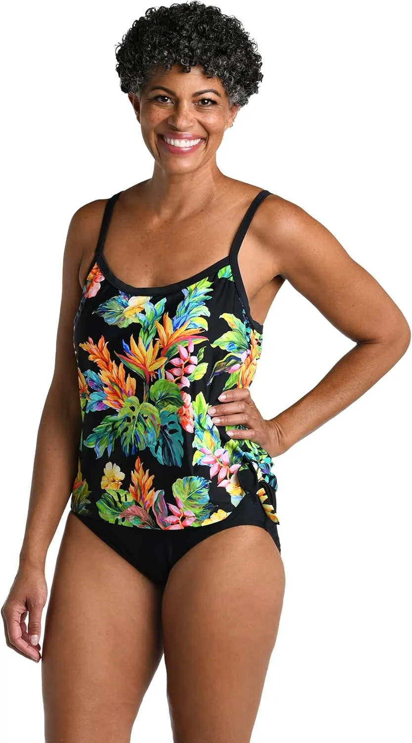 Maxine Of Hollywood Women's One Piece Bathing Suit Scoop Neck Faux Side Tie Swimsuit