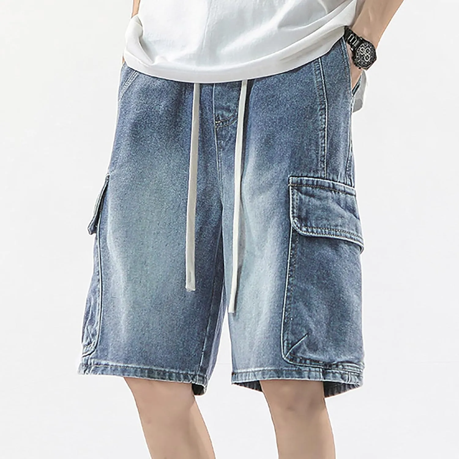Mens Baggy Denim Jorts Y2K Loose Hip Hop Jean Shorts Summer Casual Short Jeans Streetwear Clothes