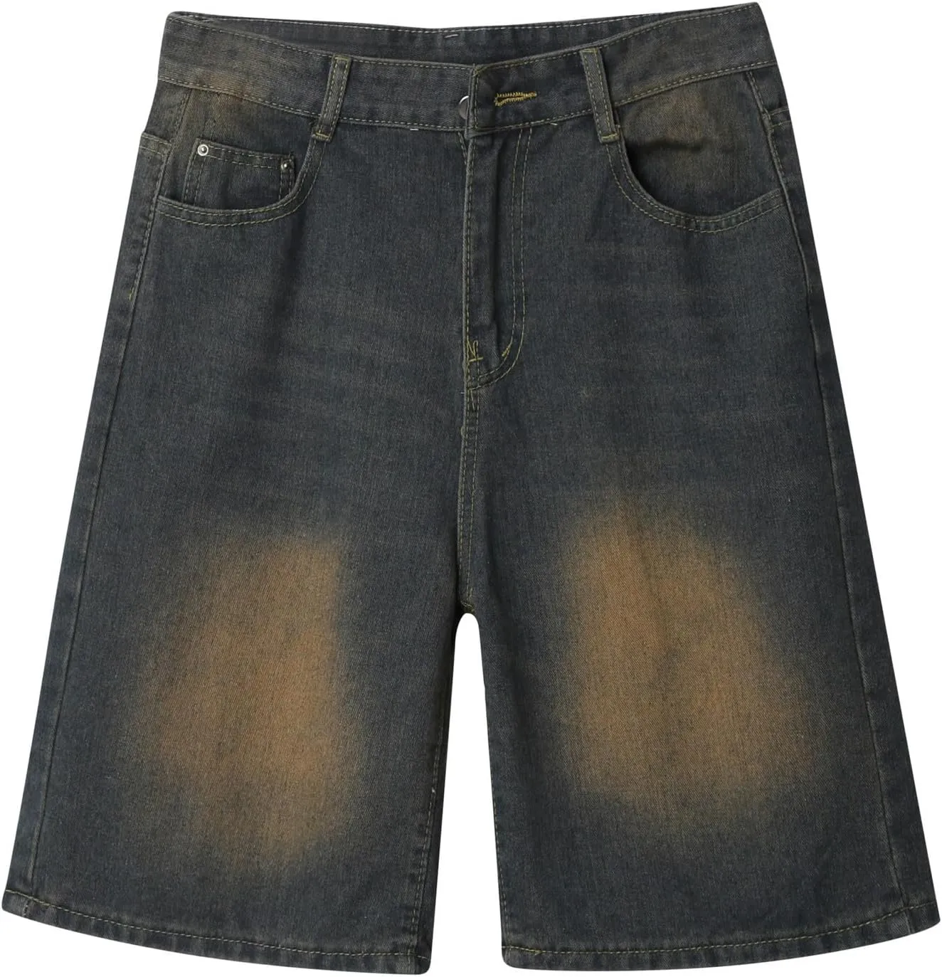 Mens Baggy Denim Jorts Y2K Vintage Loose Hip Hop Jean Shorts Wide Leg Mid Jeans Streetwear Clothes