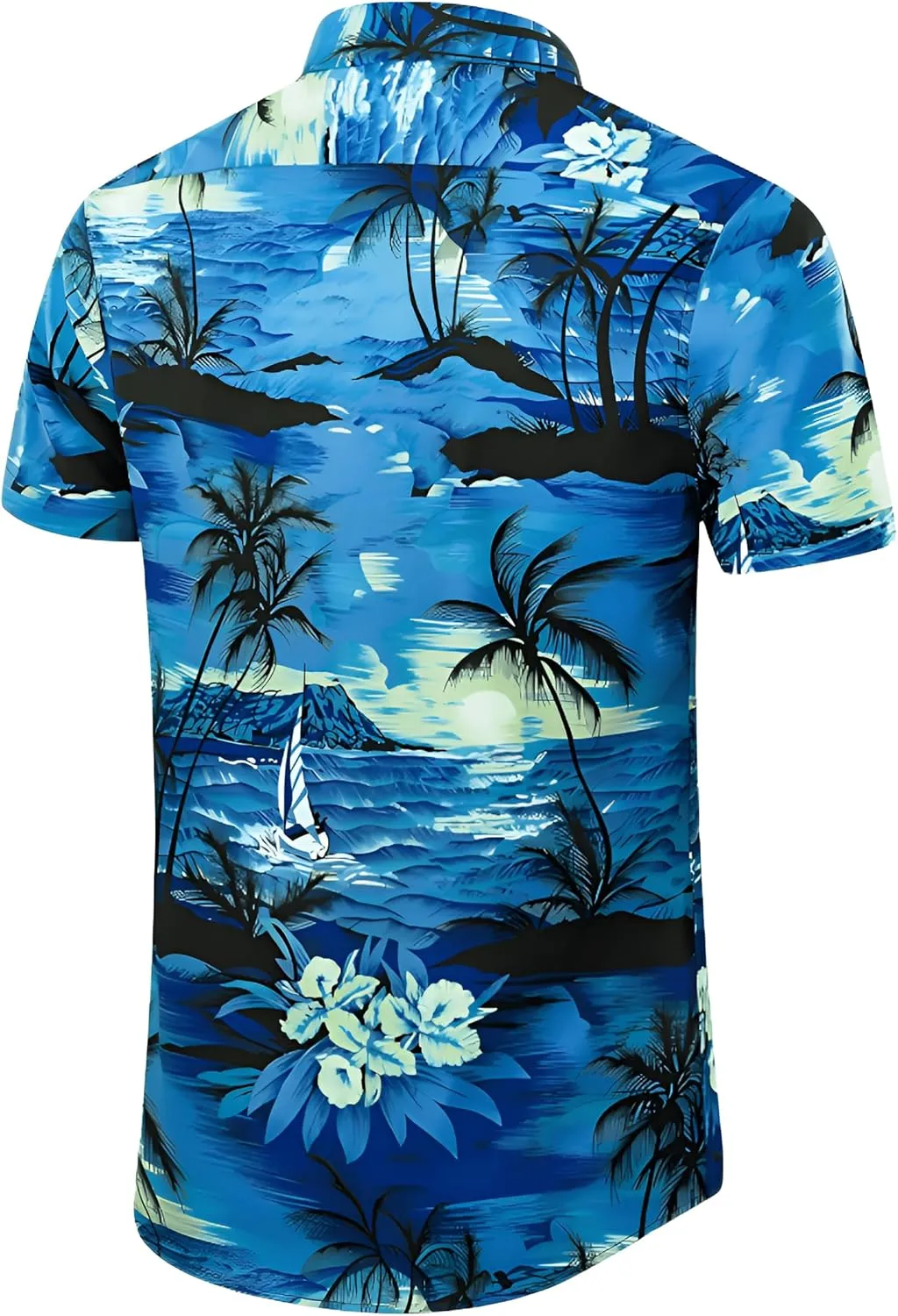 Men's Casual Button-Down Shirts, Tropical Short Sleeve Floral Printed Beach Hawaiian Shirt for Men Holiday