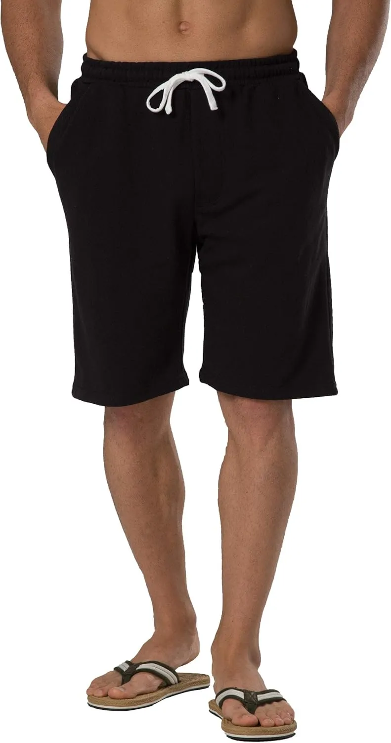 Mens Casual Cotton Knit Short Drawstring Elastic Jogger Gym Shorts