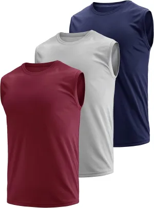 Men's Dry Fit Moisture Wicking 3 & 5 Pack Tech Quick Dry Sleeveless Shirts Mesh Crew Active Athletic Tank Tops