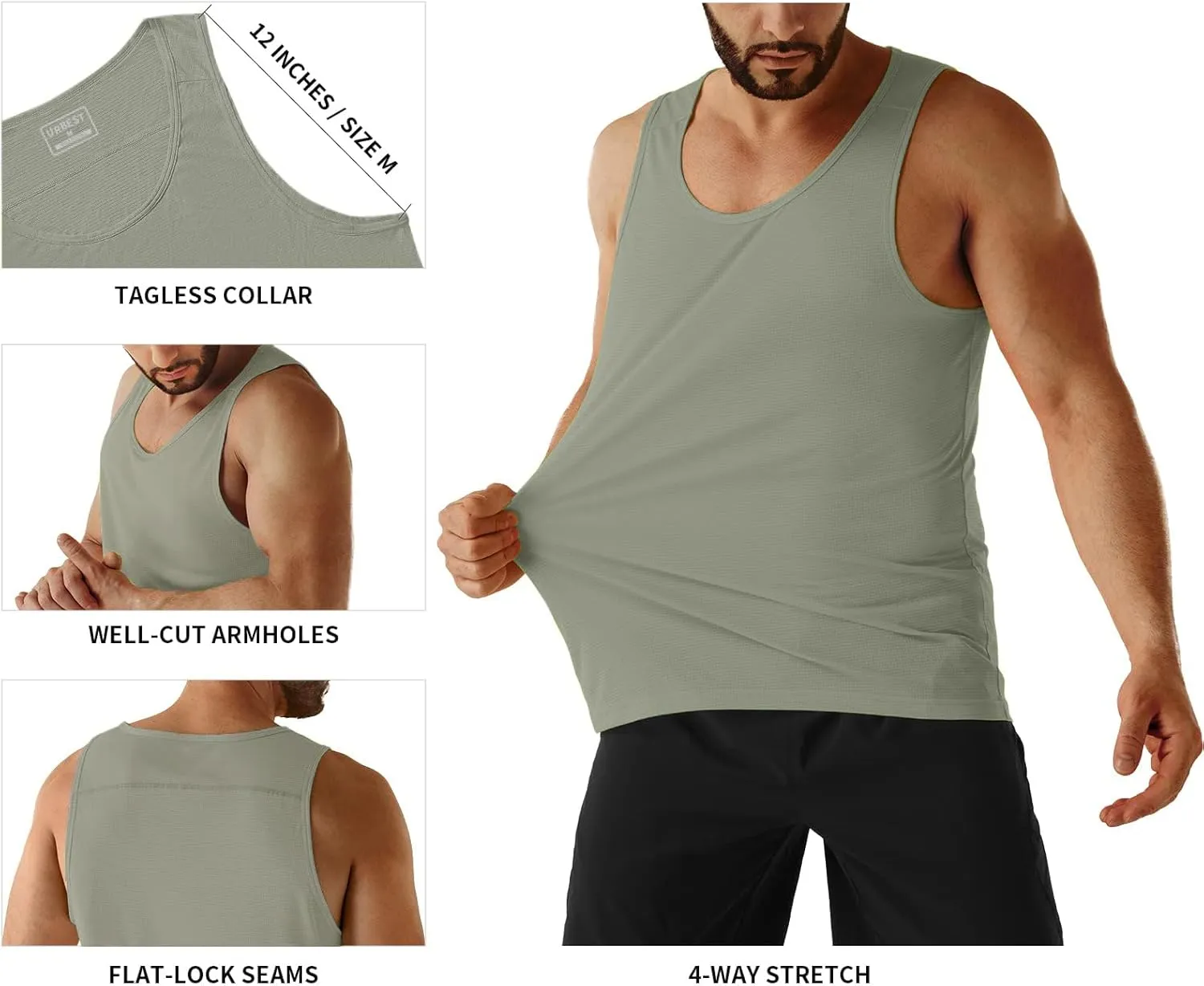 Men's Neon Swim Tank Tops Quick Dry Running Athletic Workout Gym Yoga Swimming Beach Marathon Muscle Sleeveless Shirts