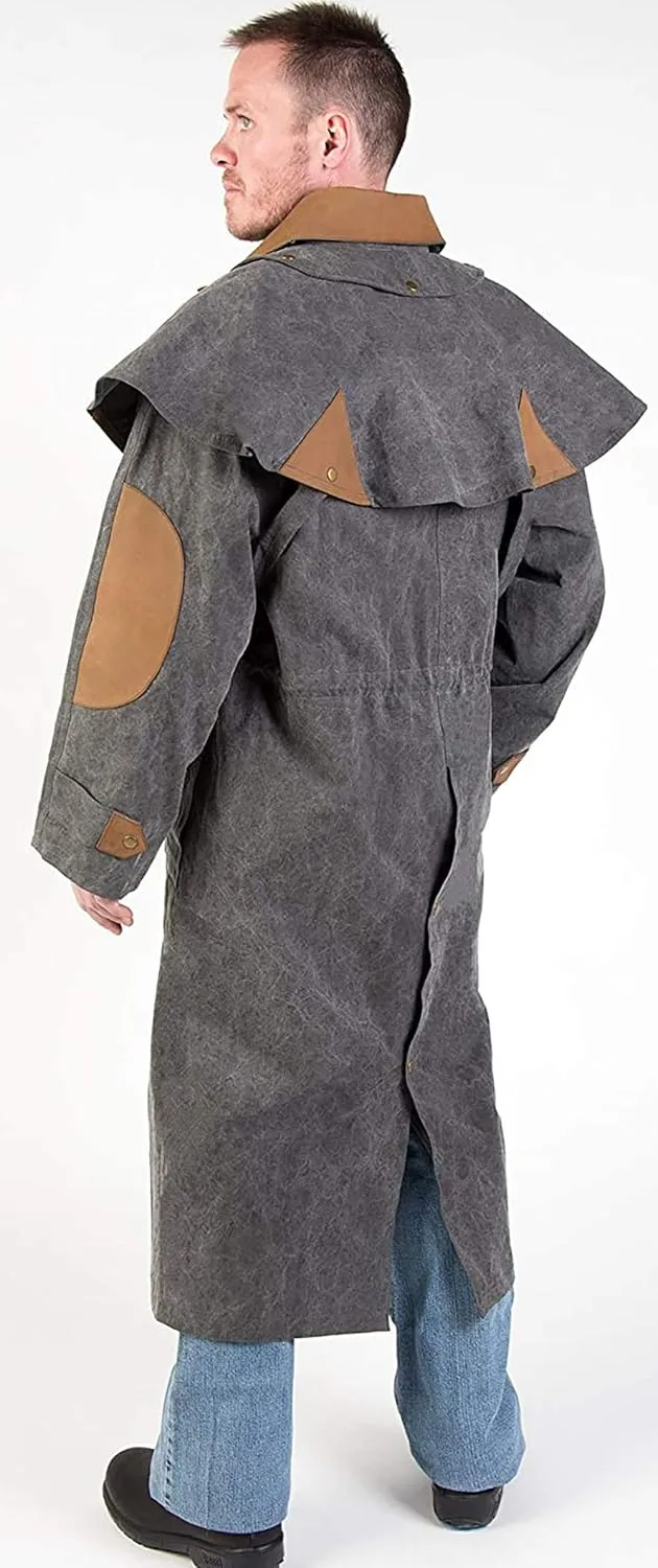 Mens Oil Cloth Oilskin Western Australian DROVER Waterproof Duster Coat Jacket 23101