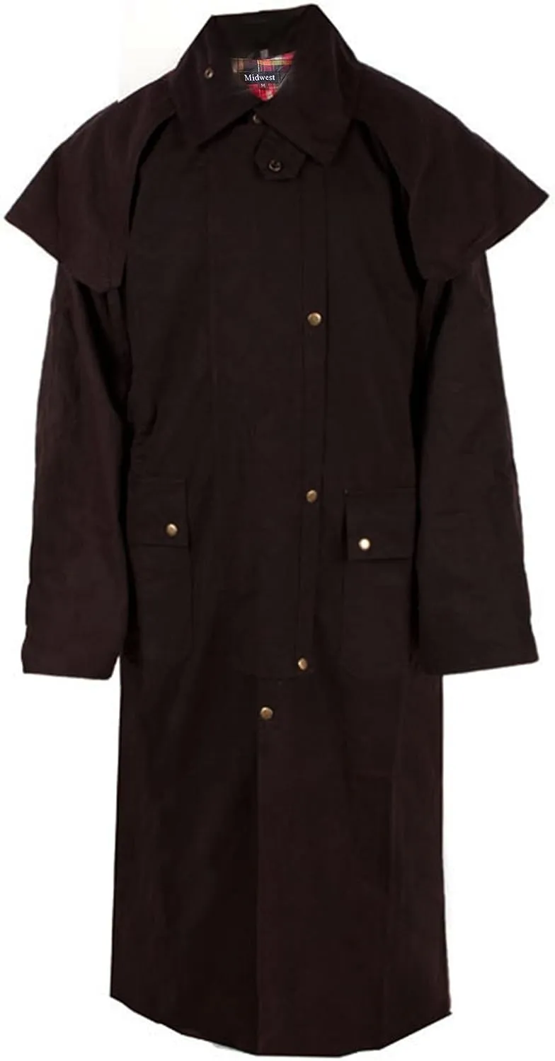 Mens Oil Cloth Oilskin Western Australian DROVER Waterproof Duster Coat Jacket 23101