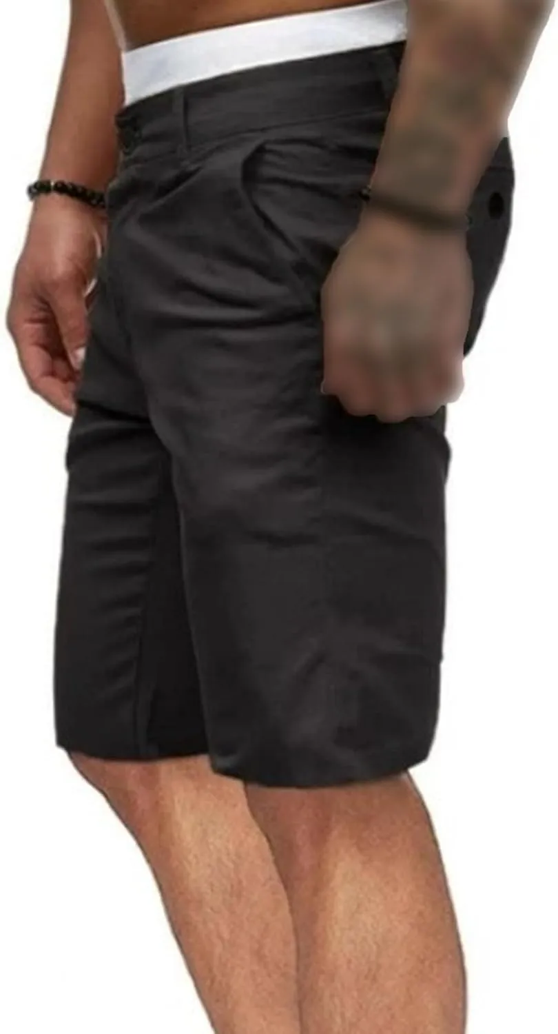 Men's Slim-Fit Short Classic Elastic Lightweight Short Casual Chino Stretch Shorts with Pockets