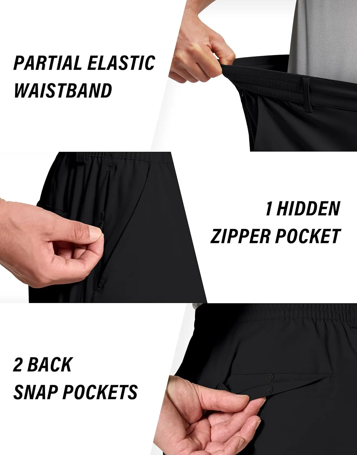 Mens Stretch Golf Shorts with 6 Pockets Dry Fit 7 Inch Inseam Lightweight Dress for Hiking Work Casual