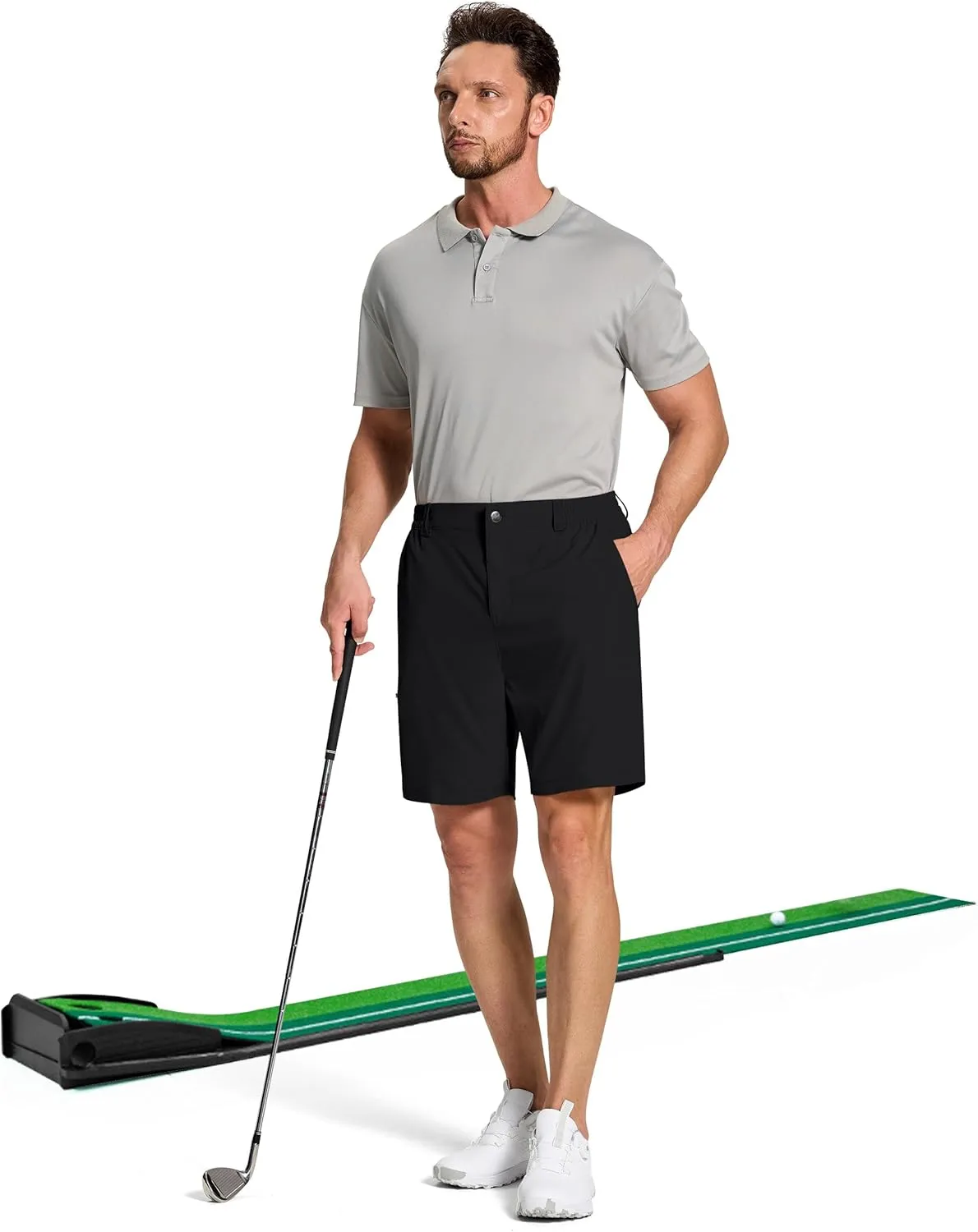 Mens Stretch Golf Shorts with 6 Pockets Dry Fit 7 Inch Inseam Lightweight Dress for Hiking Work Casual