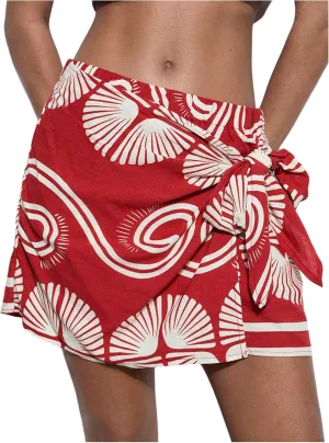 Milumia Women's Tropical Bow Knot Side Shorts Boho Elastic Low Waist Wrap Skorts