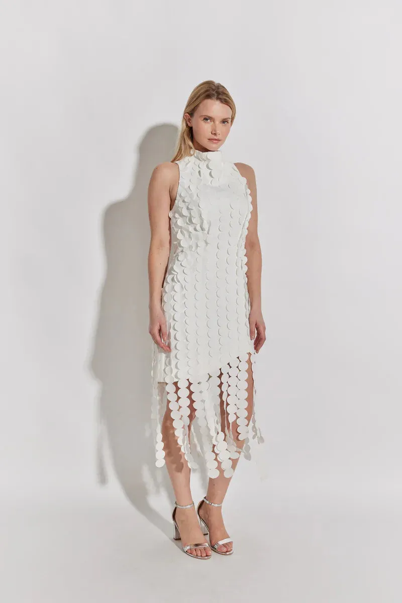 Mock Neck Car Wash Fringe Dress