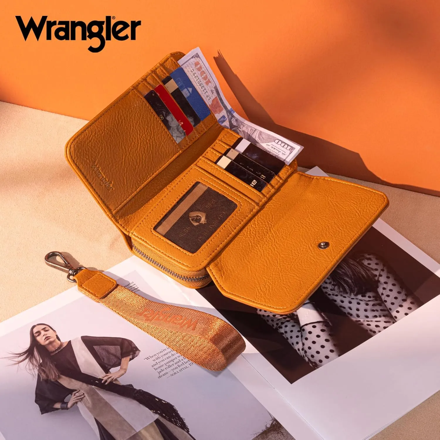Montana West Wrangler Wallet for Women Minimalist Clutch Wristlet Purse RFID Blocking Credit Card Holder AR-WG155-W062LBR