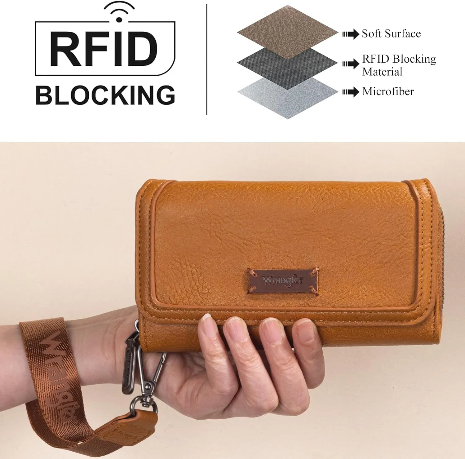 Montana West Wrangler Wallet for Women Minimalist Clutch Wristlet Purse RFID Blocking Credit Card Holder AR-WG155-W062LBR