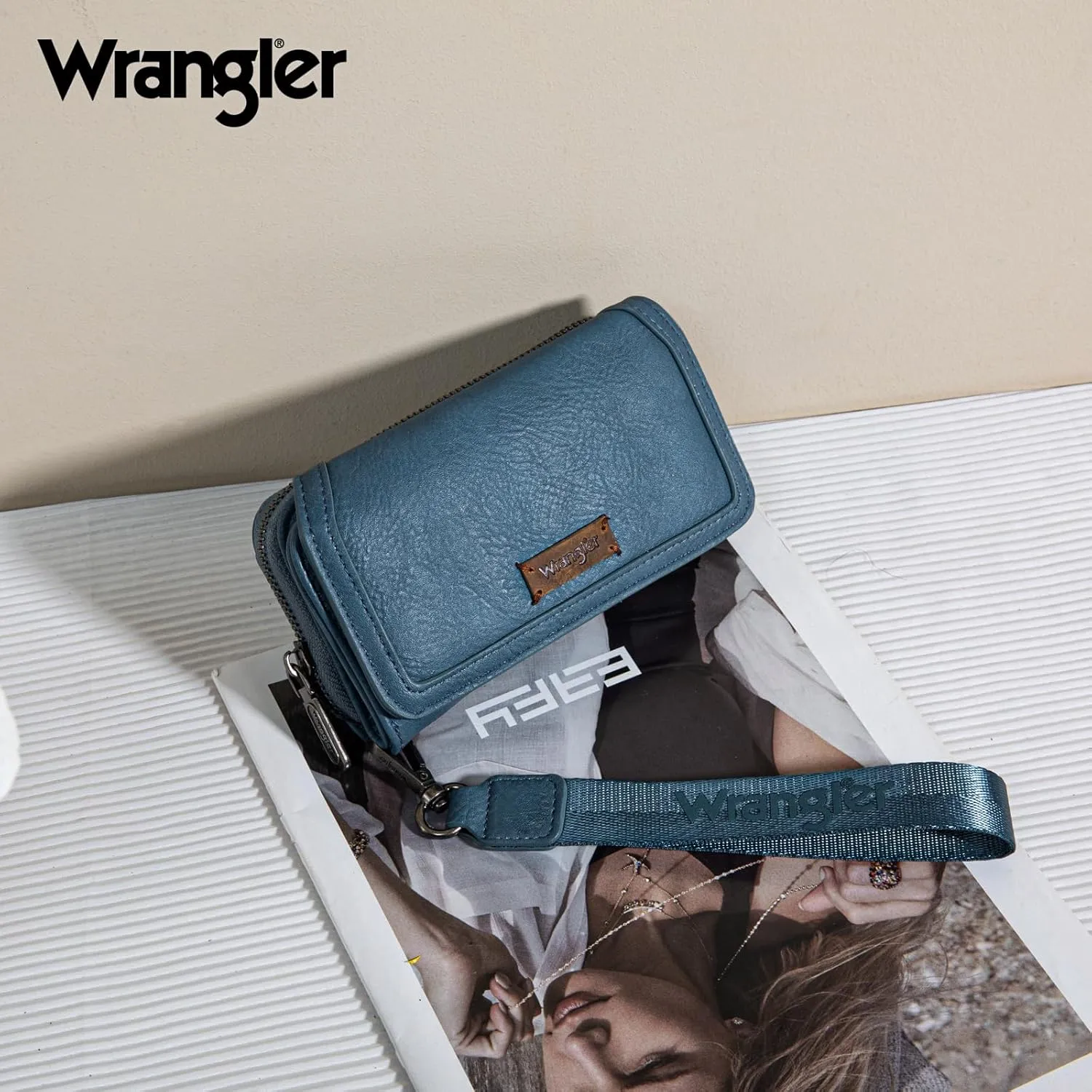Montana West X Wrangler Wallet Purse for Women Minimalist Wristlet Wallet with RFID Blocking Credit Card Holder