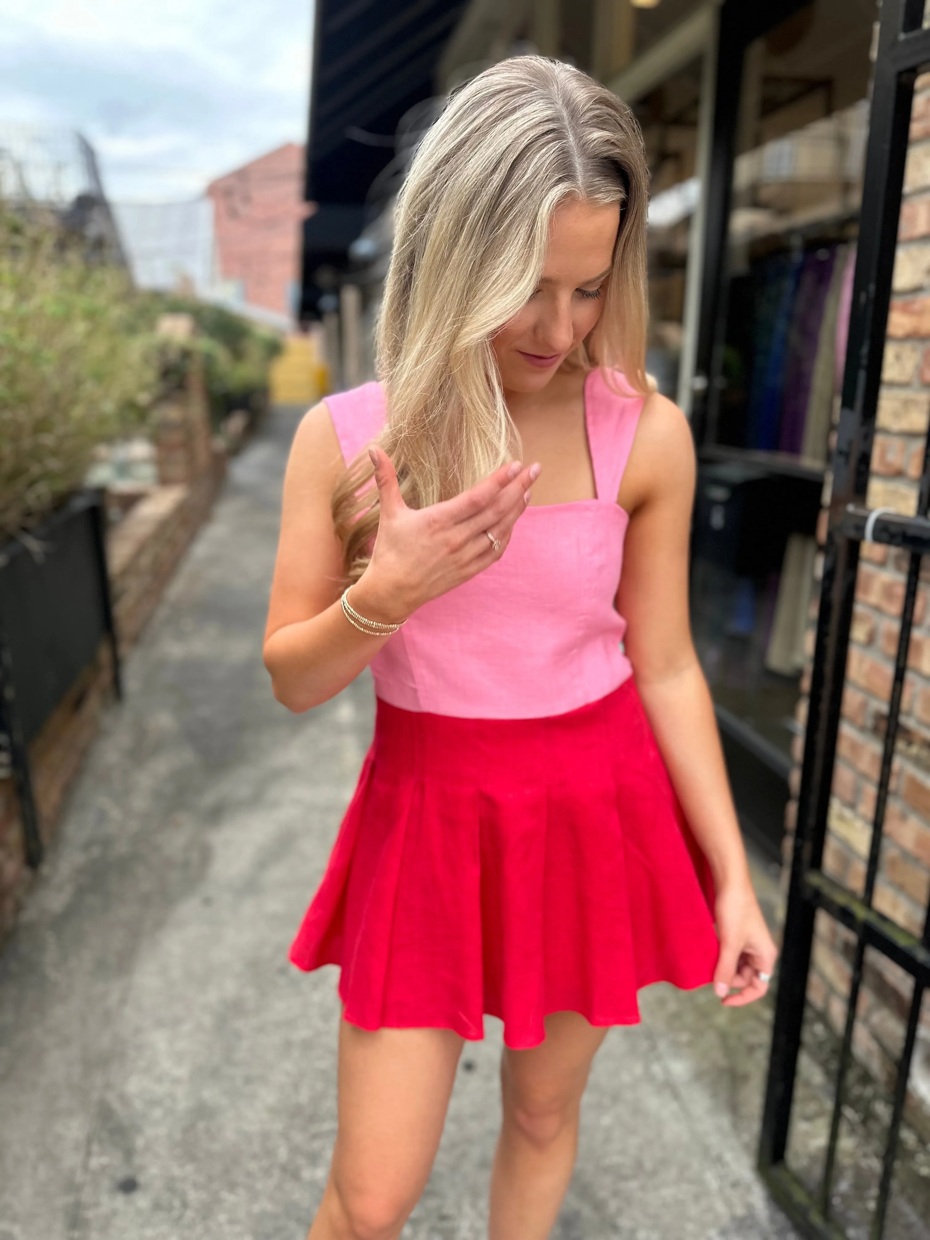 Morrie Flare Dress- Pink Red
