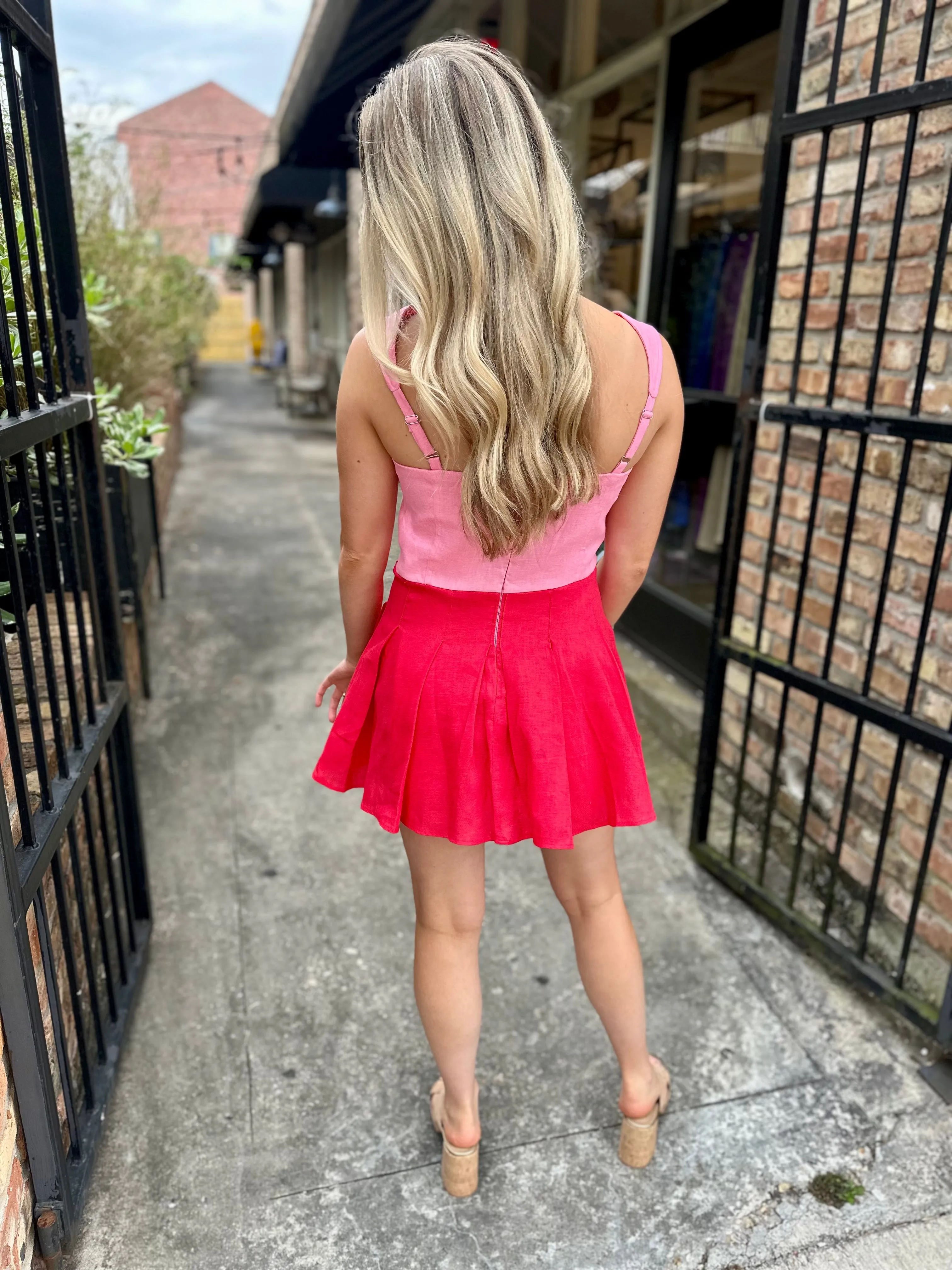 Morrie Flare Dress- Pink Red