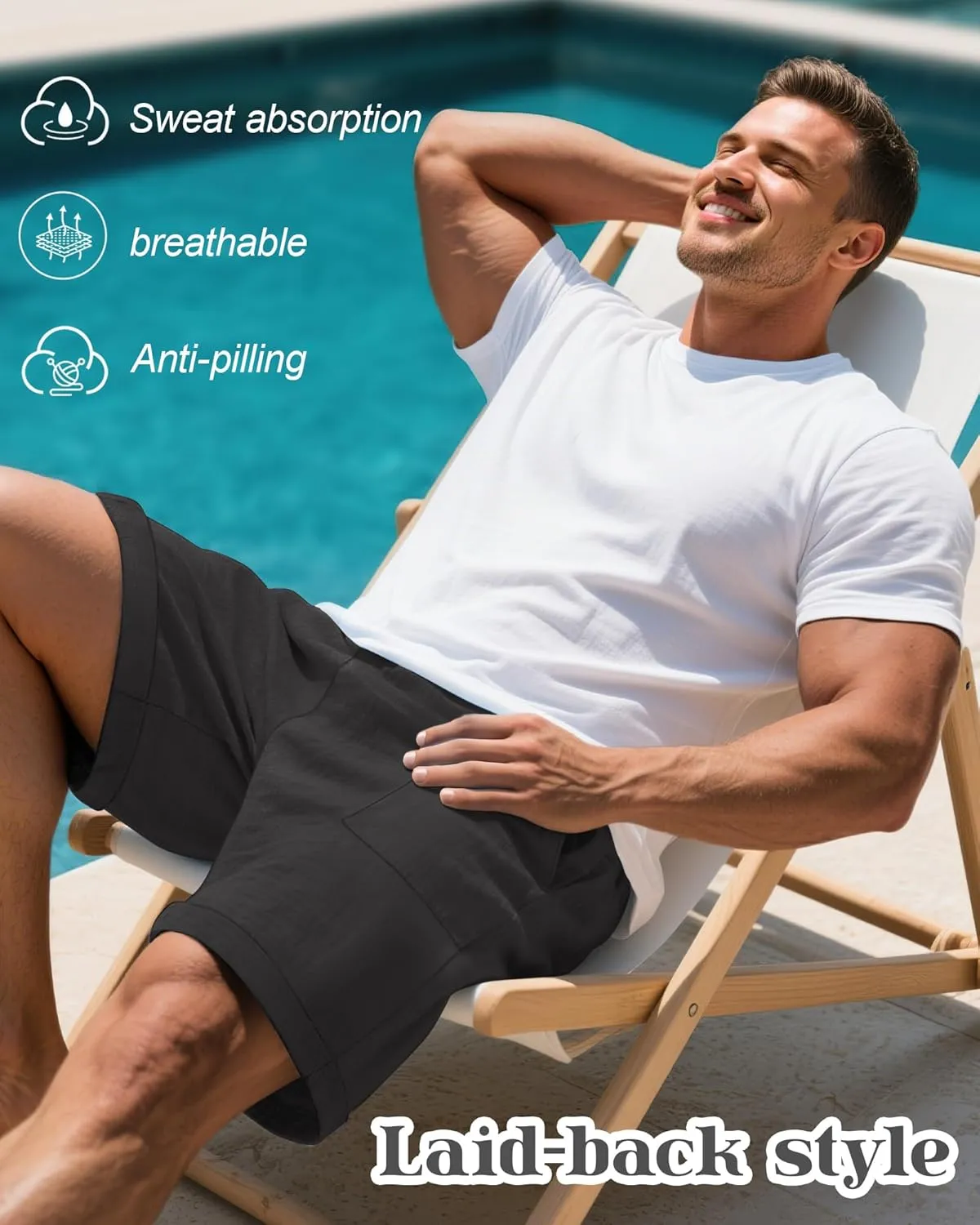 Neer 2 Pack Men's Big and Tall Cotton Linen Bermuda Shorts, Casual 7'' Elastic Drawstring Flat Front Shorts with Pockets