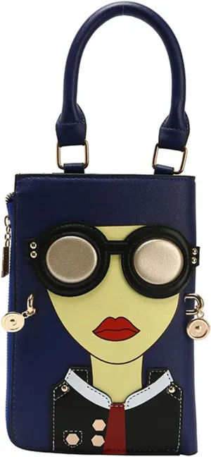 Novelty 3D Lady Face Crossbody Bag Elegant Shoulder Bag PU Leather Handbag for Women Top-handle Bag Small Satchel Bag