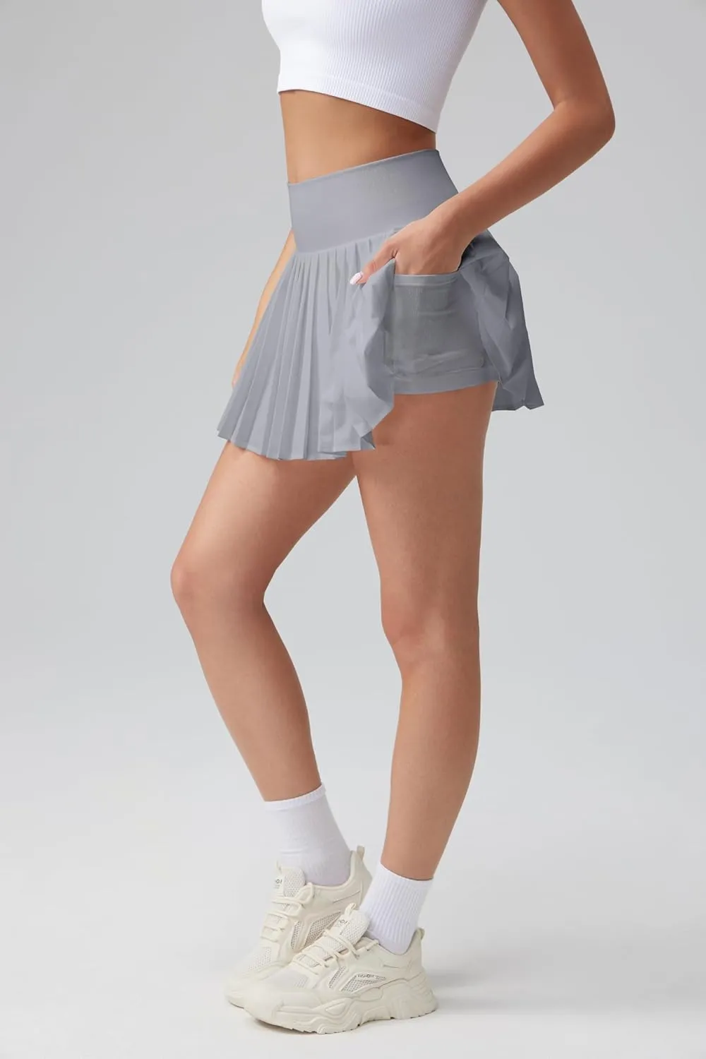 OQQ High Waist A-Line Pleated Mini Skirts Athletic Skorts Short Active Skirt for Golf Running Workout