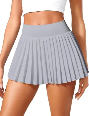 OQQ High Waist A-Line Pleated Mini Skirts Athletic Skorts Short Active Skirt for Golf Running Workout