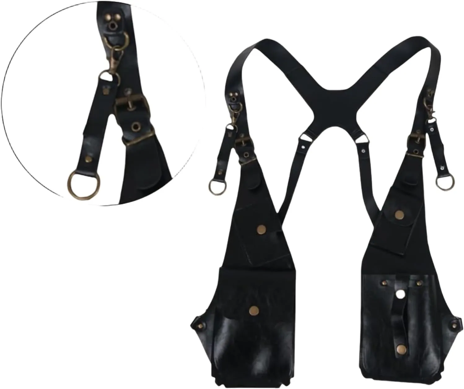 Practical Double Shoulder PU Leather Armpit Bag Shoulder Harness Bag Hidden Underarm Strap Bag Wallet Phone Holsters Bag