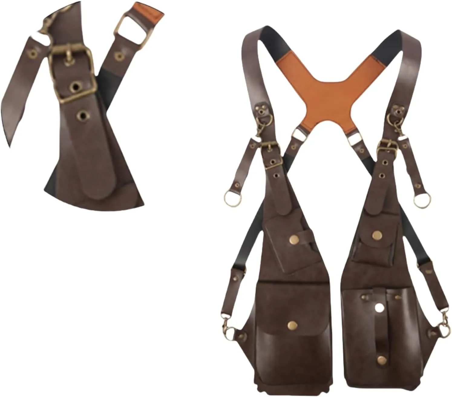 Practical Double Shoulder PU Leather Armpit Bag Shoulder Harness Bag Hidden Underarm Strap Bag Wallet Phone Holsters Bag