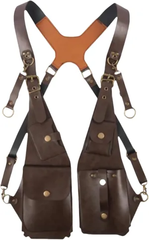 Practical Double Shoulder PU Leather Armpit Bag Shoulder Harness Bag Hidden Underarm Strap Bag Wallet Phone Holsters Bag