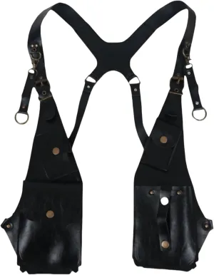 Practical Double Shoulder PU Leather Armpit Bag Shoulder Harness Bag Hidden Underarm Strap Bag Wallet Phone Holsters Bag
