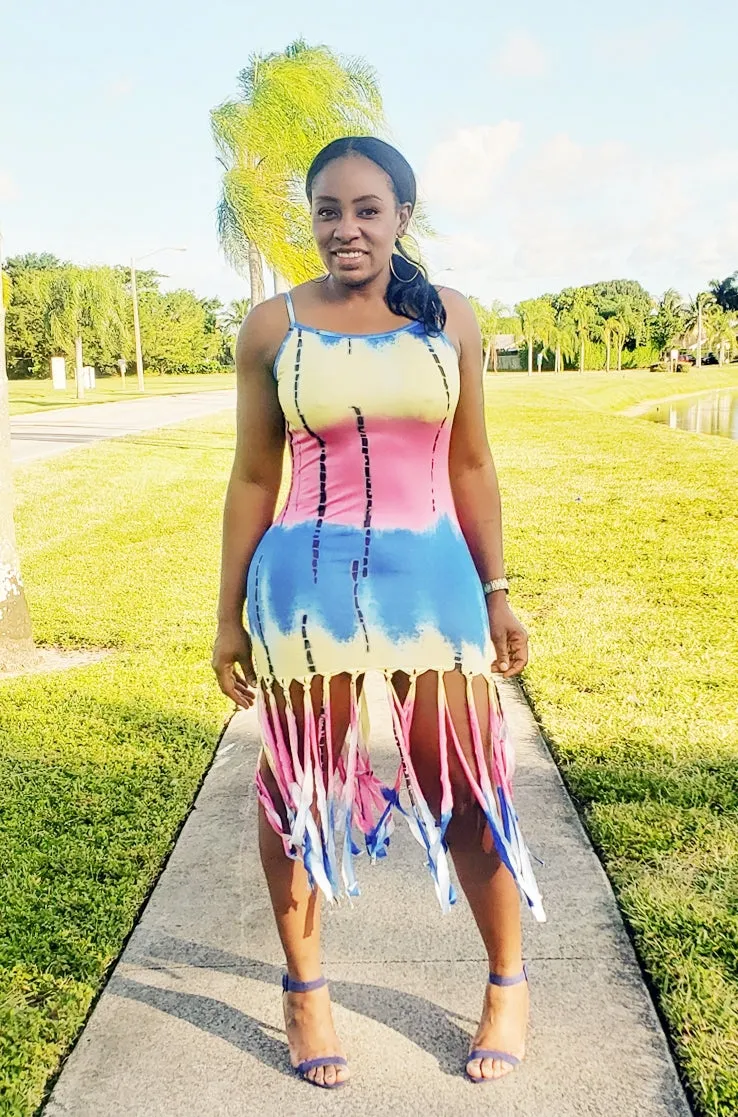 Print Fringe Dress