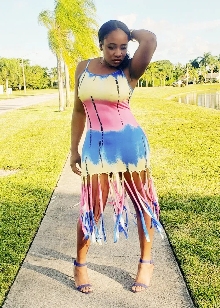 Print Fringe Dress