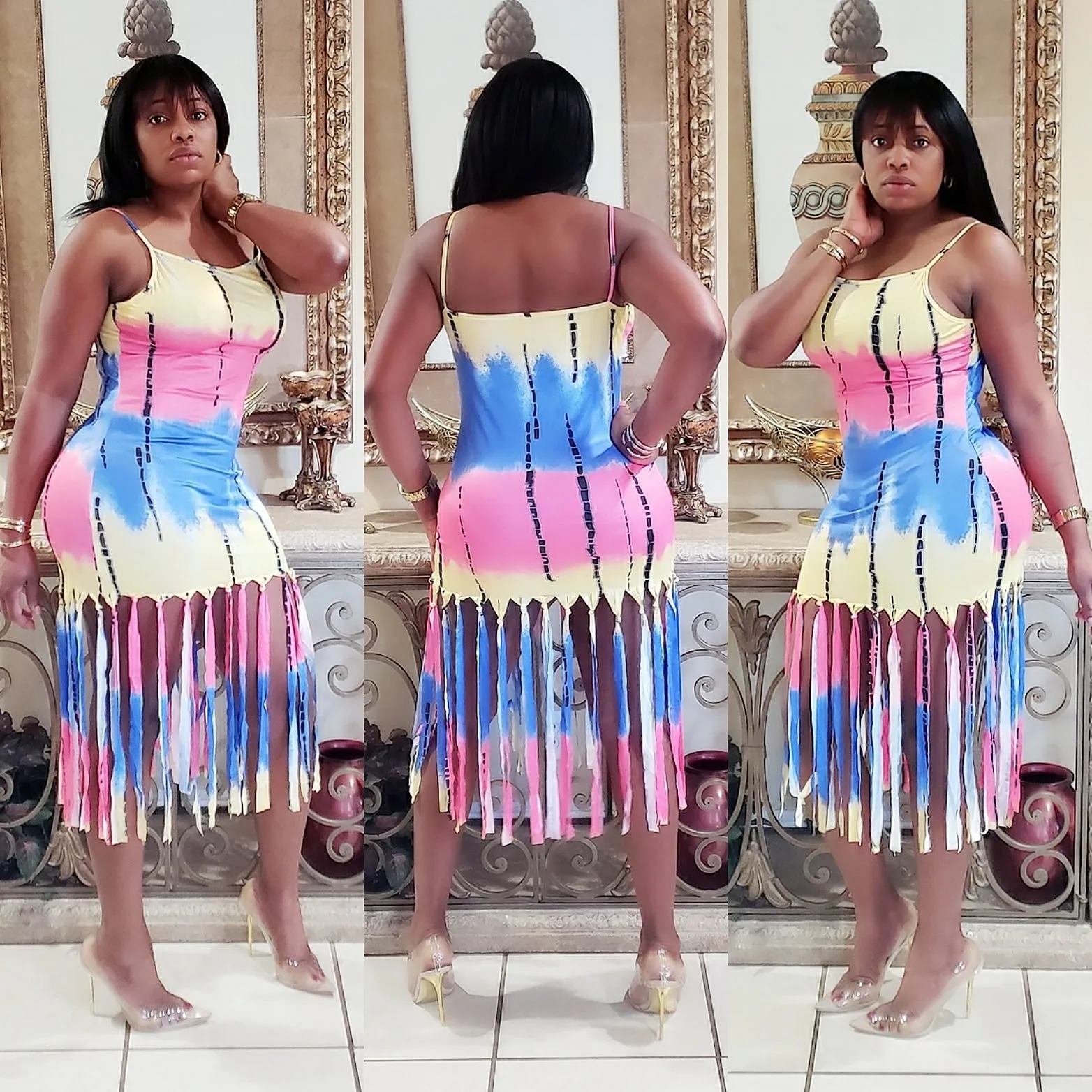 Print Fringe Dress