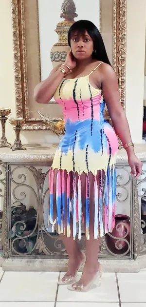 Print Fringe Dress
