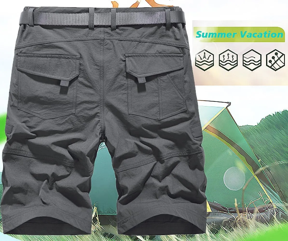 Quick Dry Hiking Shorts Men's Cargo Casual Outdoor 4-Way Stretchy Lightweight Summer Short with Multi Pockets 30-46 (No Belt)