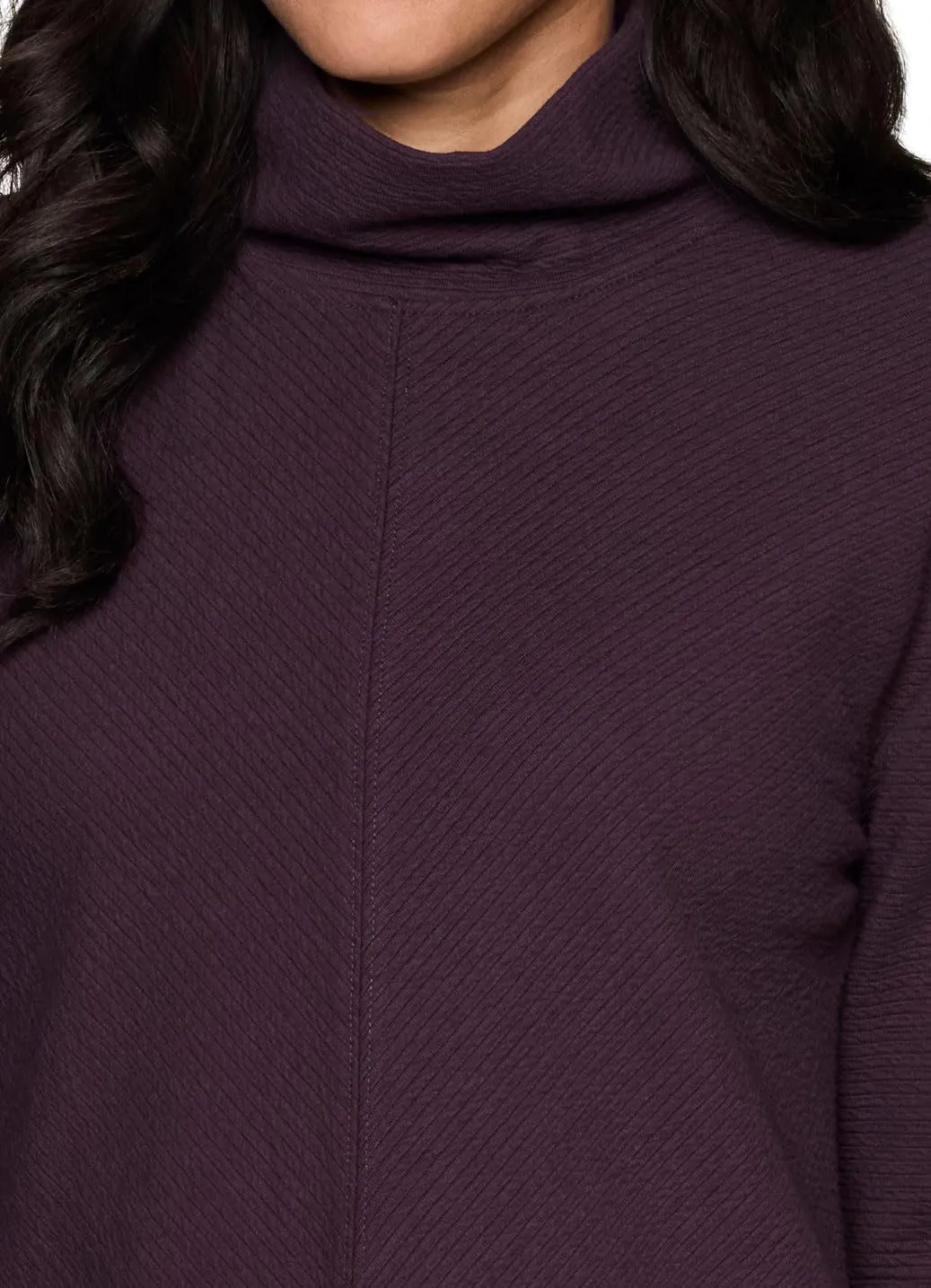RBX Active Women's Ultra Soft Quilted Cowl Neck Pullover Sweater, Lightweight Mock Neck Tunic Sweatshirt with Thumbholes