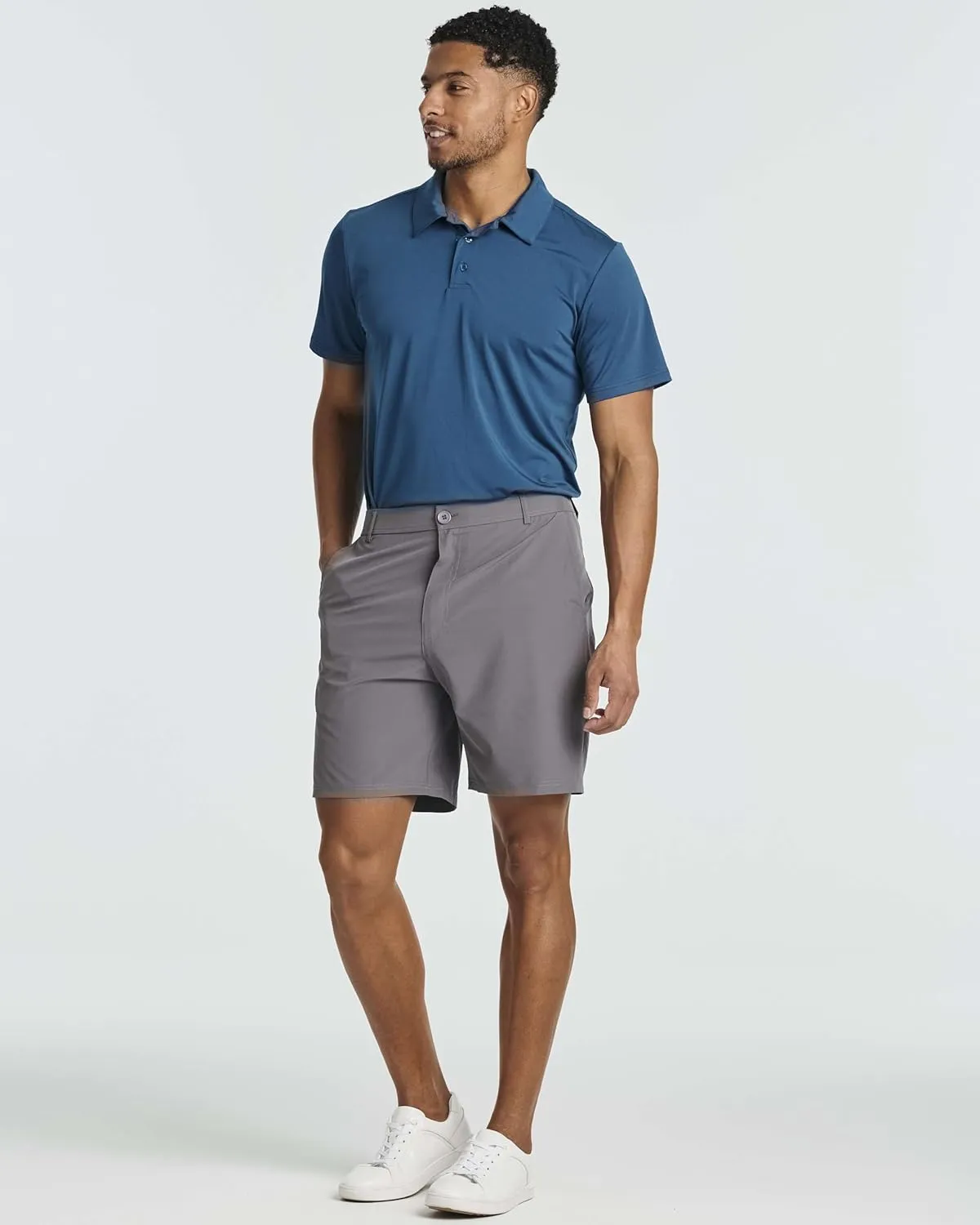 Real Essentials 3 Pack: Mens 7" Golf Shorts Pockets - Flat Front Casual Work Workout Active Hiking Sport