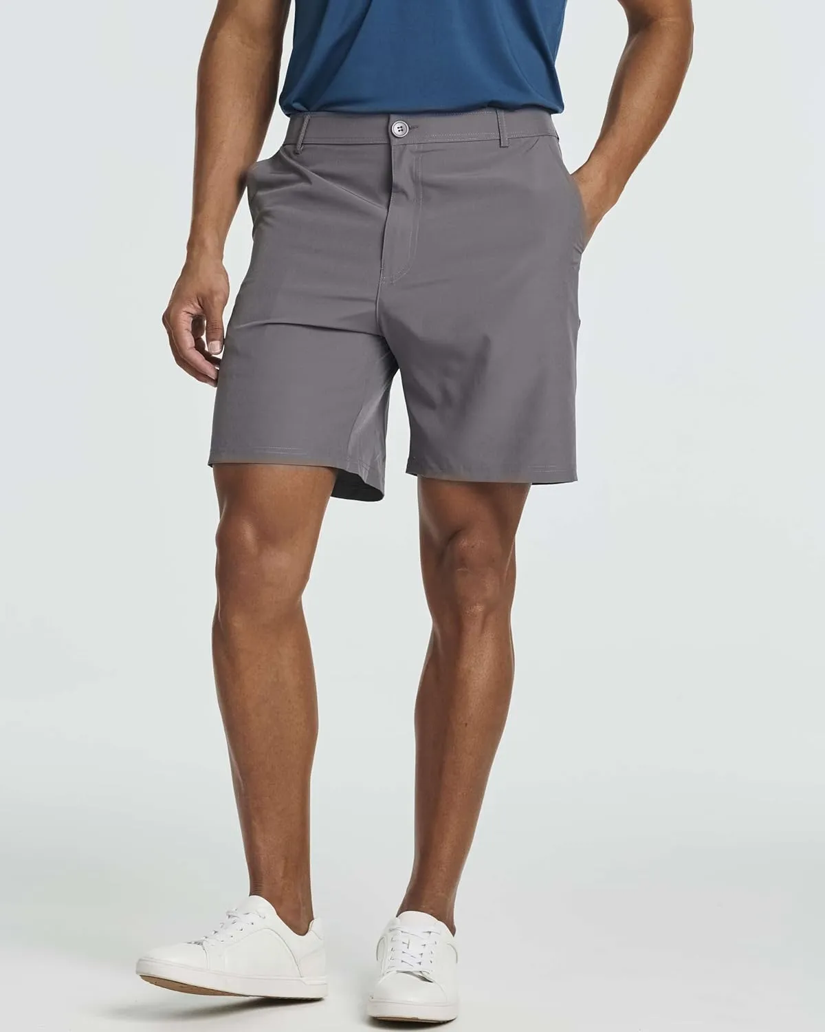 Real Essentials 3 Pack: Mens 7" Golf Shorts Pockets - Flat Front Casual Work Workout Active Hiking Sport