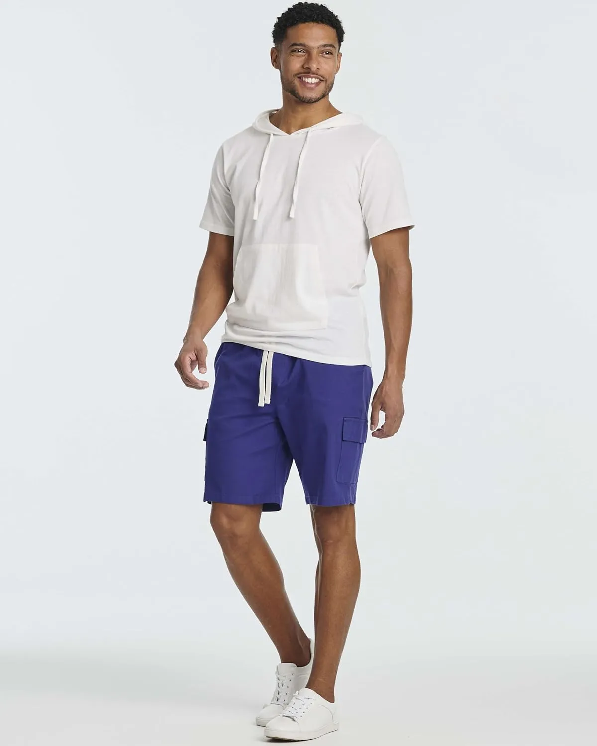 Real Essentials 3 Pack: Men's 9" Elastic Waistband Cargo Short with Drawstring