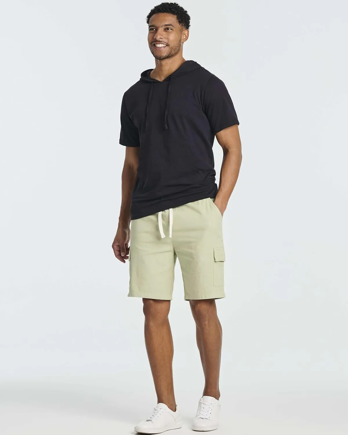 Real Essentials 3 Pack: Men's 9" Elastic Waistband Cargo Short with Drawstring