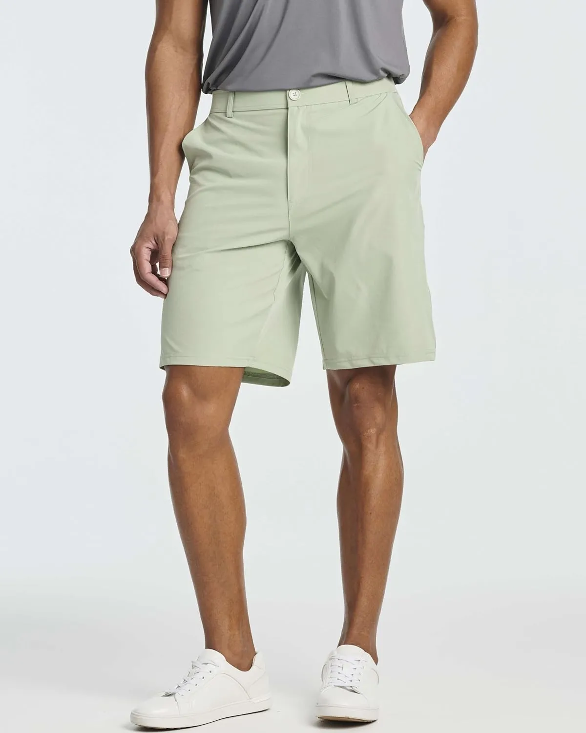 Real Essentials 3 Pack: Mens 9" Golf Shorts Pockets - Flat Front Casual Work Workout Active Hiking Sport