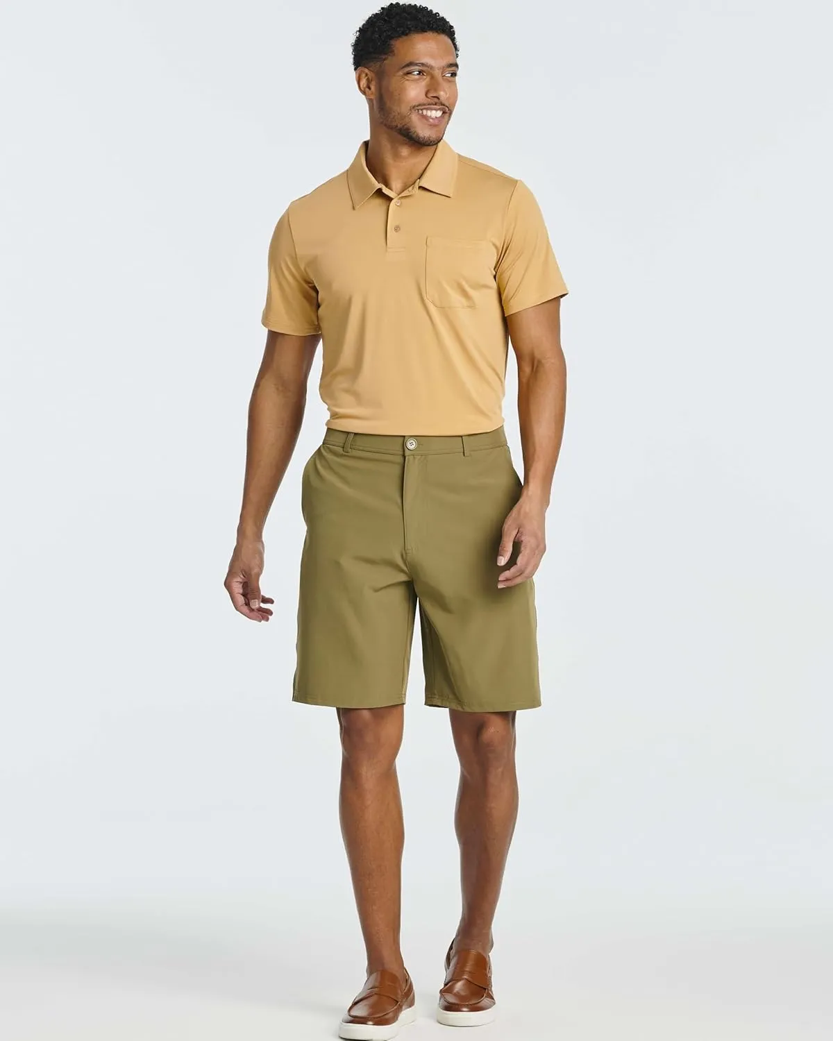 Real Essentials 3 Pack: Mens 9" Golf Shorts Pockets - Flat Front Casual Work Workout Active Hiking Sport