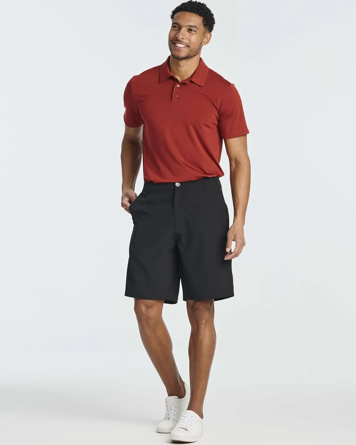 Real Essentials 3 Pack: Mens 9" Golf Shorts Pockets - Flat Front Casual Work Workout Active Hiking Sport