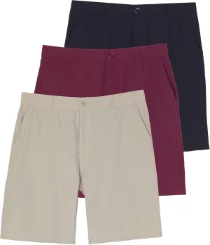 Real Essentials 3 Pack: Mens 9" Golf Shorts Pockets - Flat Front Casual Work Workout Active Hiking Sport
