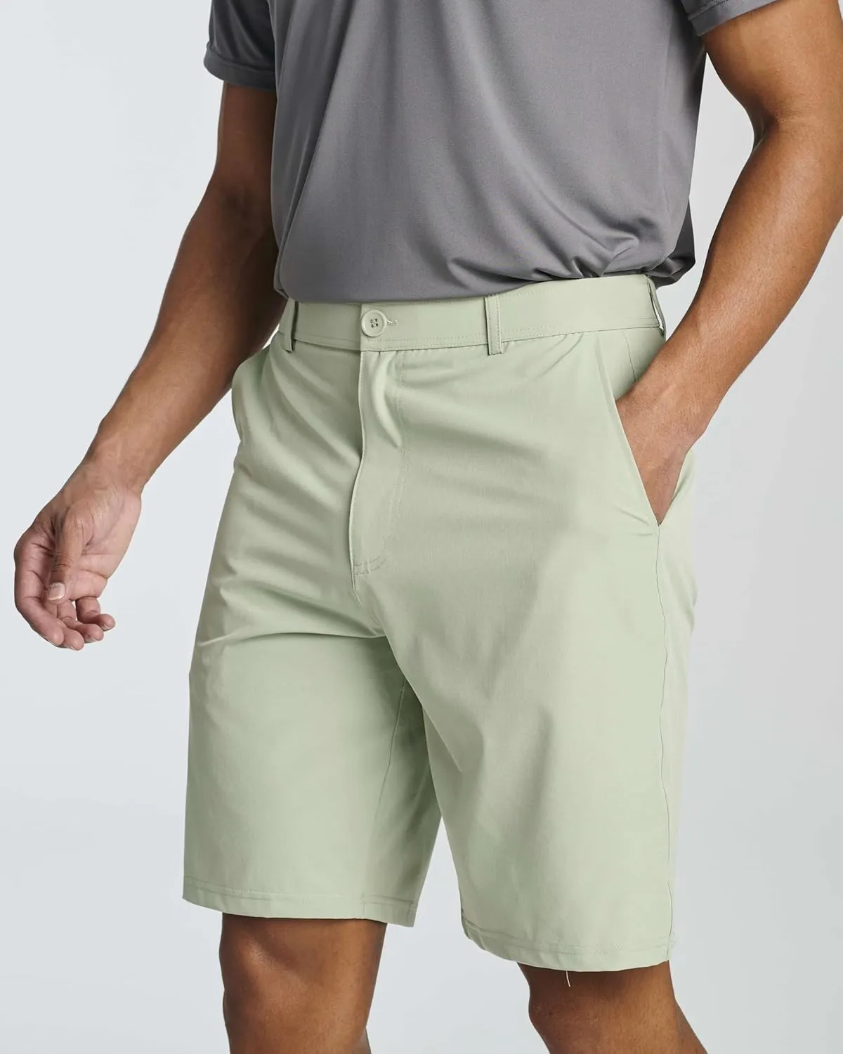 Real Essentials 3 Pack: Mens 9" Golf Shorts Pockets - Flat Front Casual Work Workout Active Hiking Sport